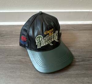 Vintage Modern NFL Green Bay Packers Genuine Leather Snapback Hat Made In USA